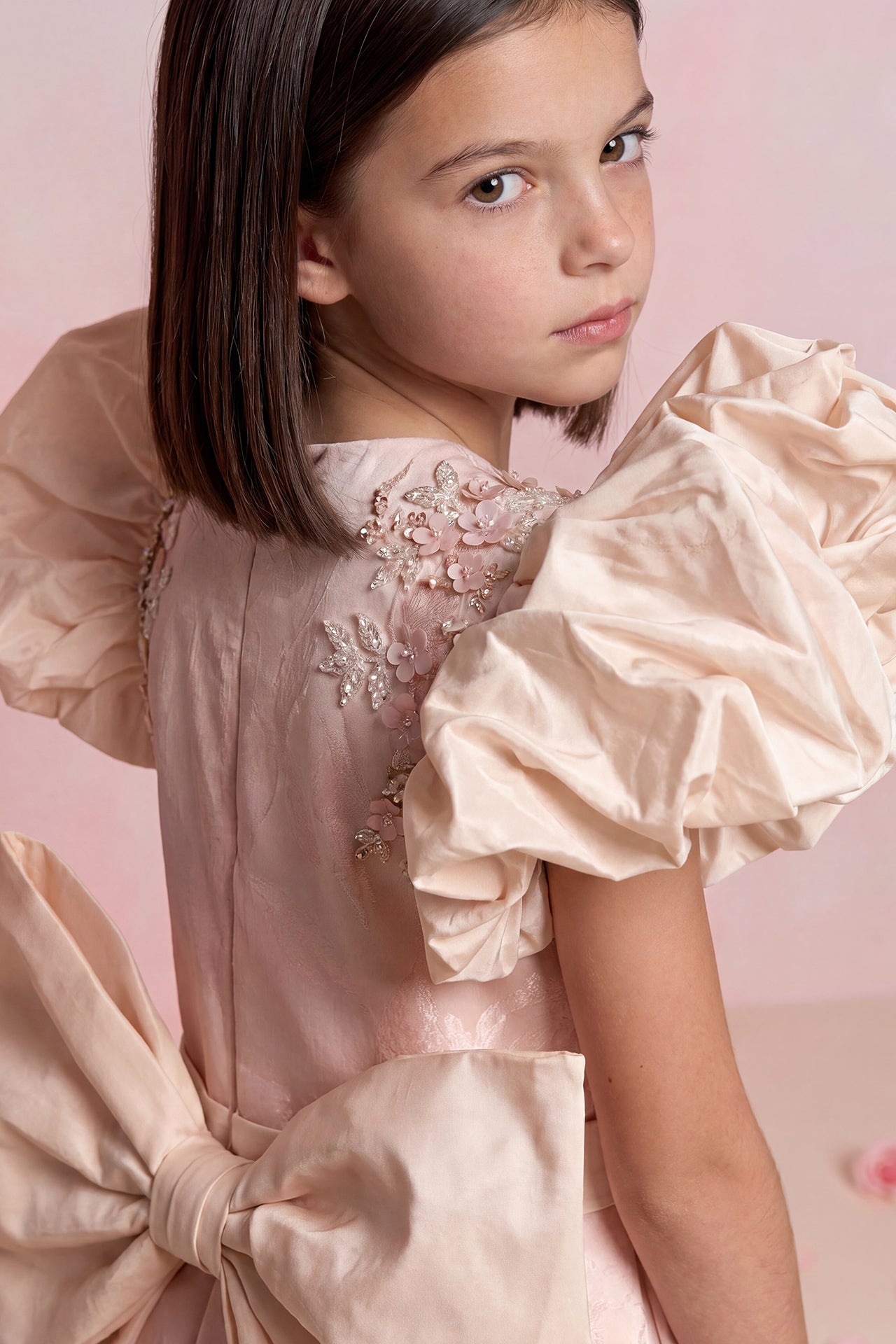 Floral Jacquard Ruffle Gown