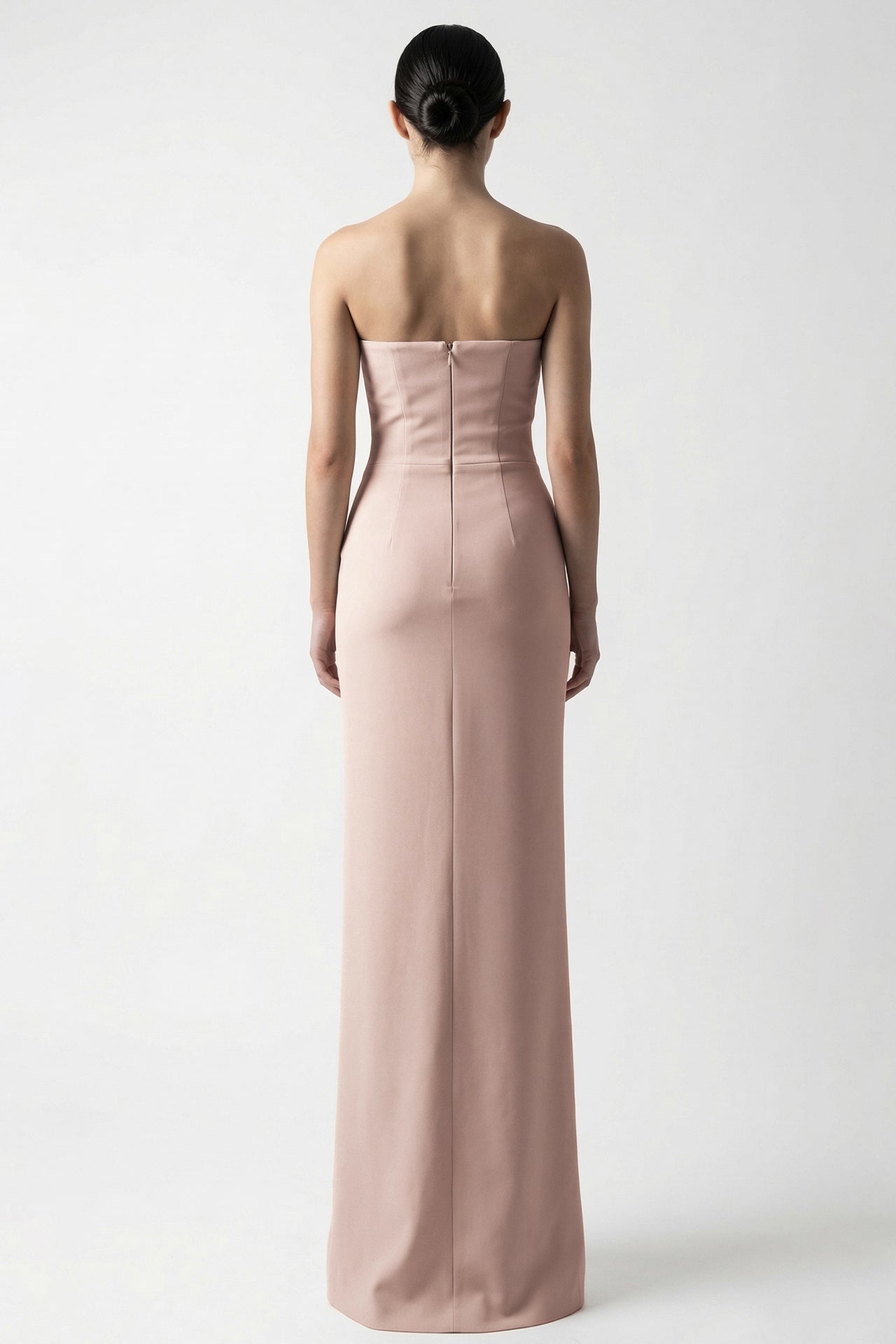 Strapless Draped Gown with Floral Capelet