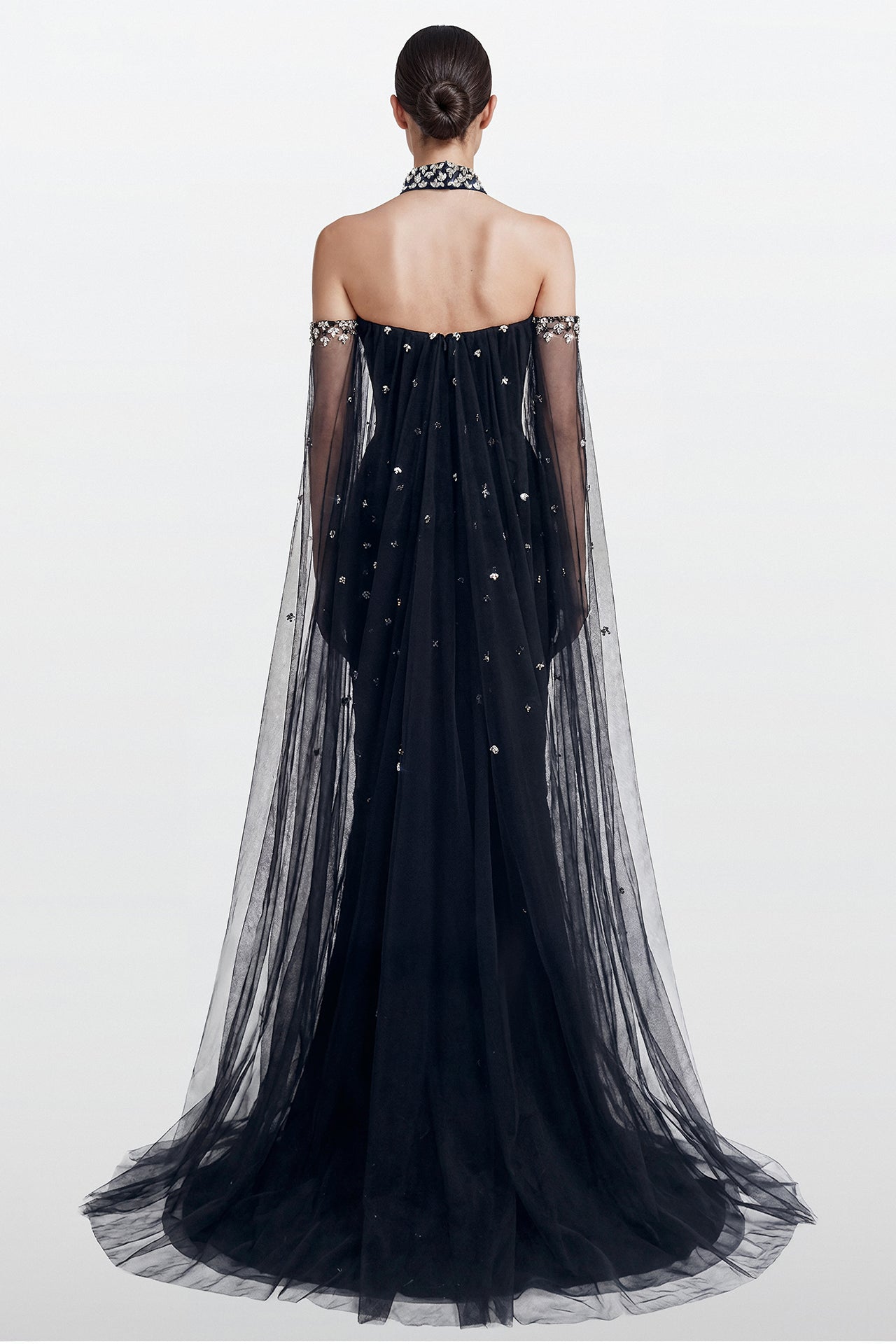 Geometric Swarovski Embroidered Column Gown
