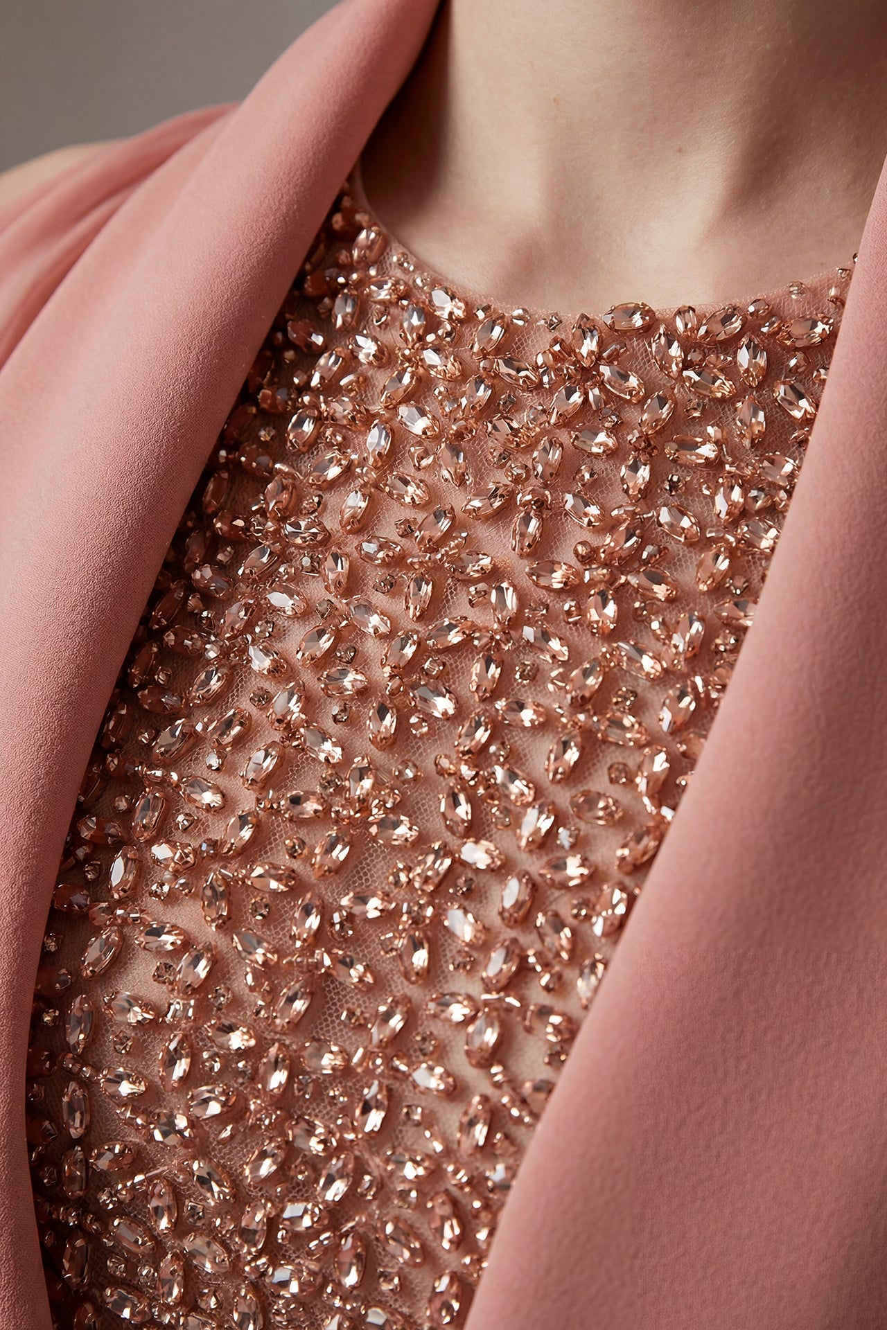 Draped Sleeve Embellished Bodice Gown