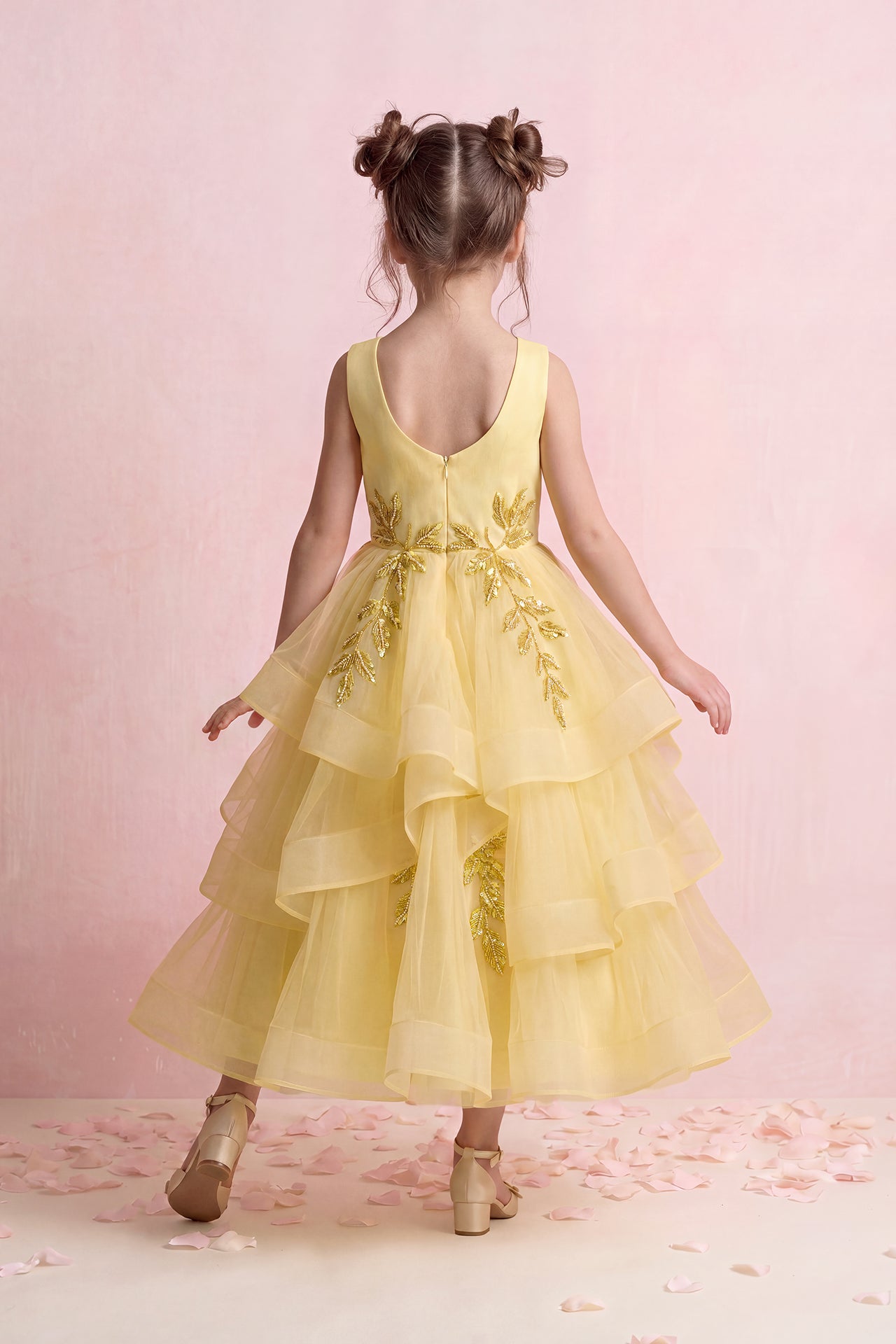 Golden Leaf Tulle Gown
