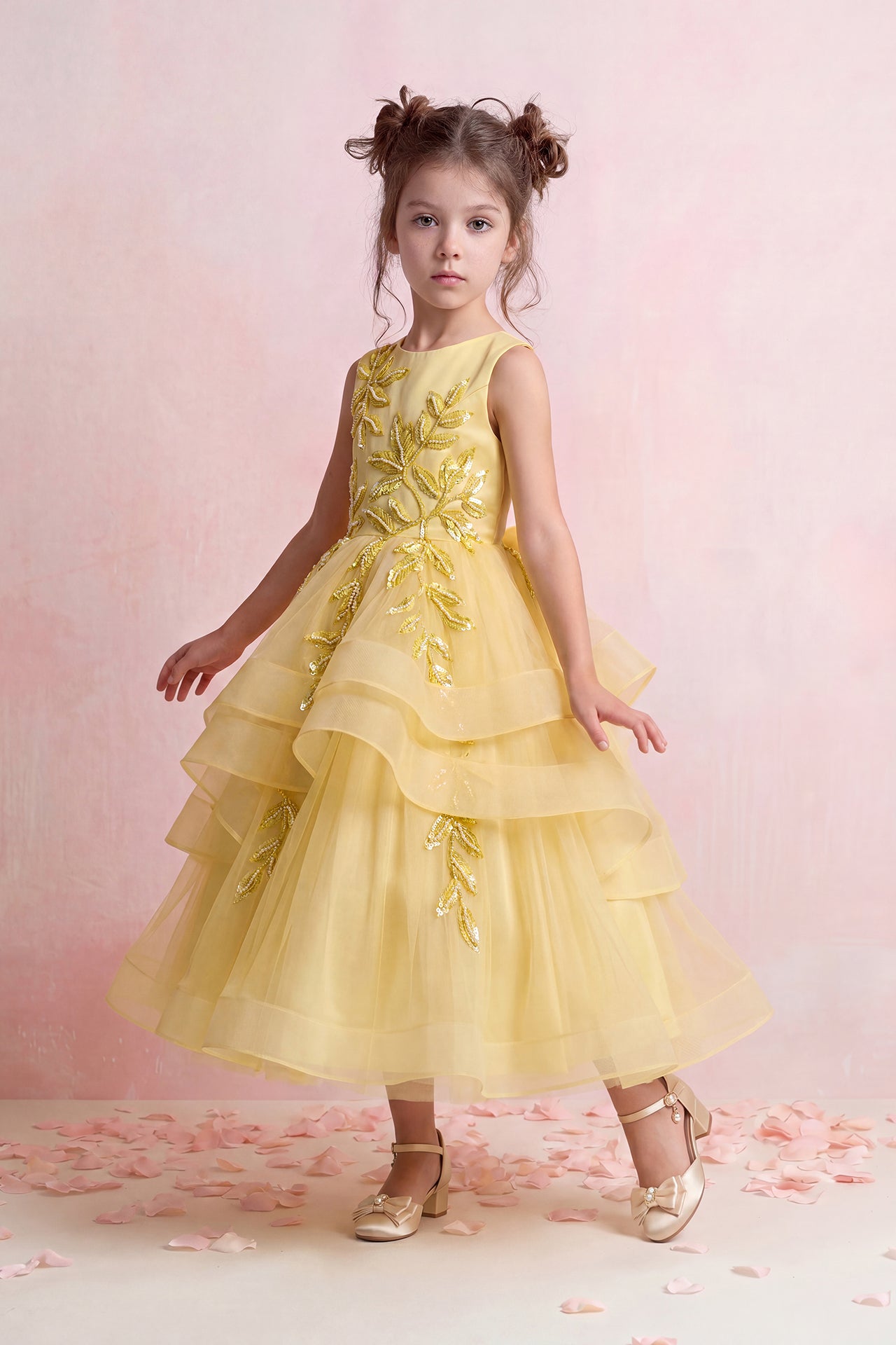 Golden Leaf Tulle Gown