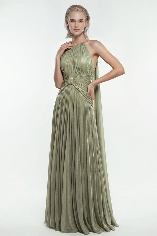 sachin and babi light blue dress Proenza Schouler Frida Halter Dress In Printed Sheer Pleated Chiffon