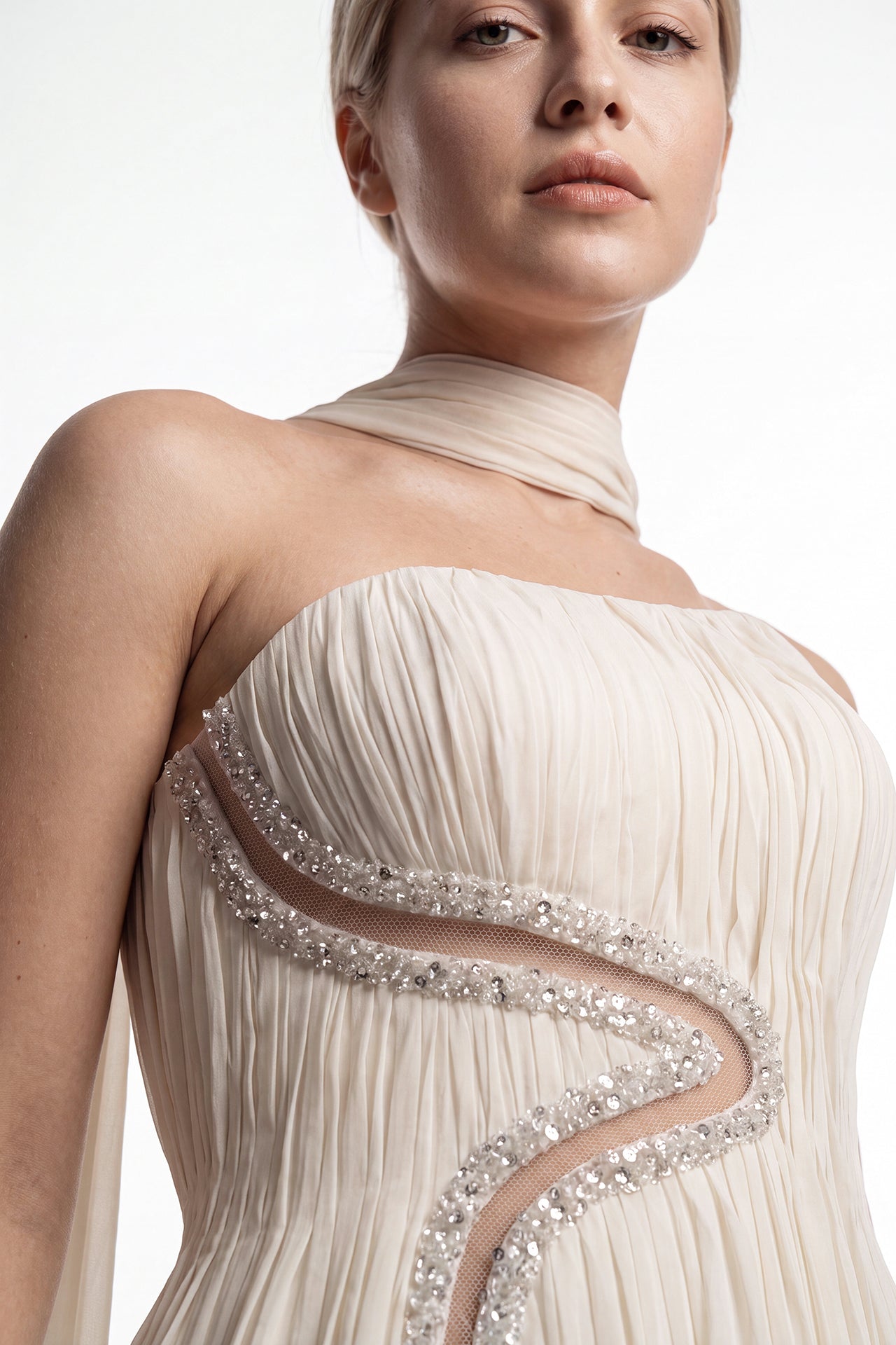 One-Shoulder Chiffon Gown