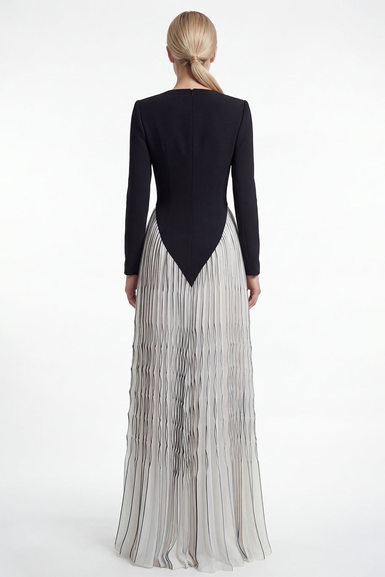 Pleated Gown with Bow Detail