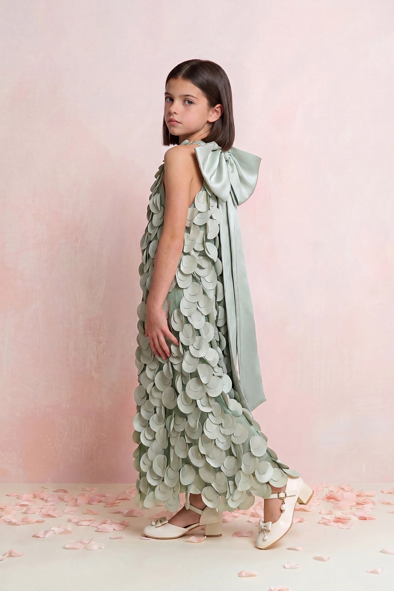 Petal Appliqué Cape Dress