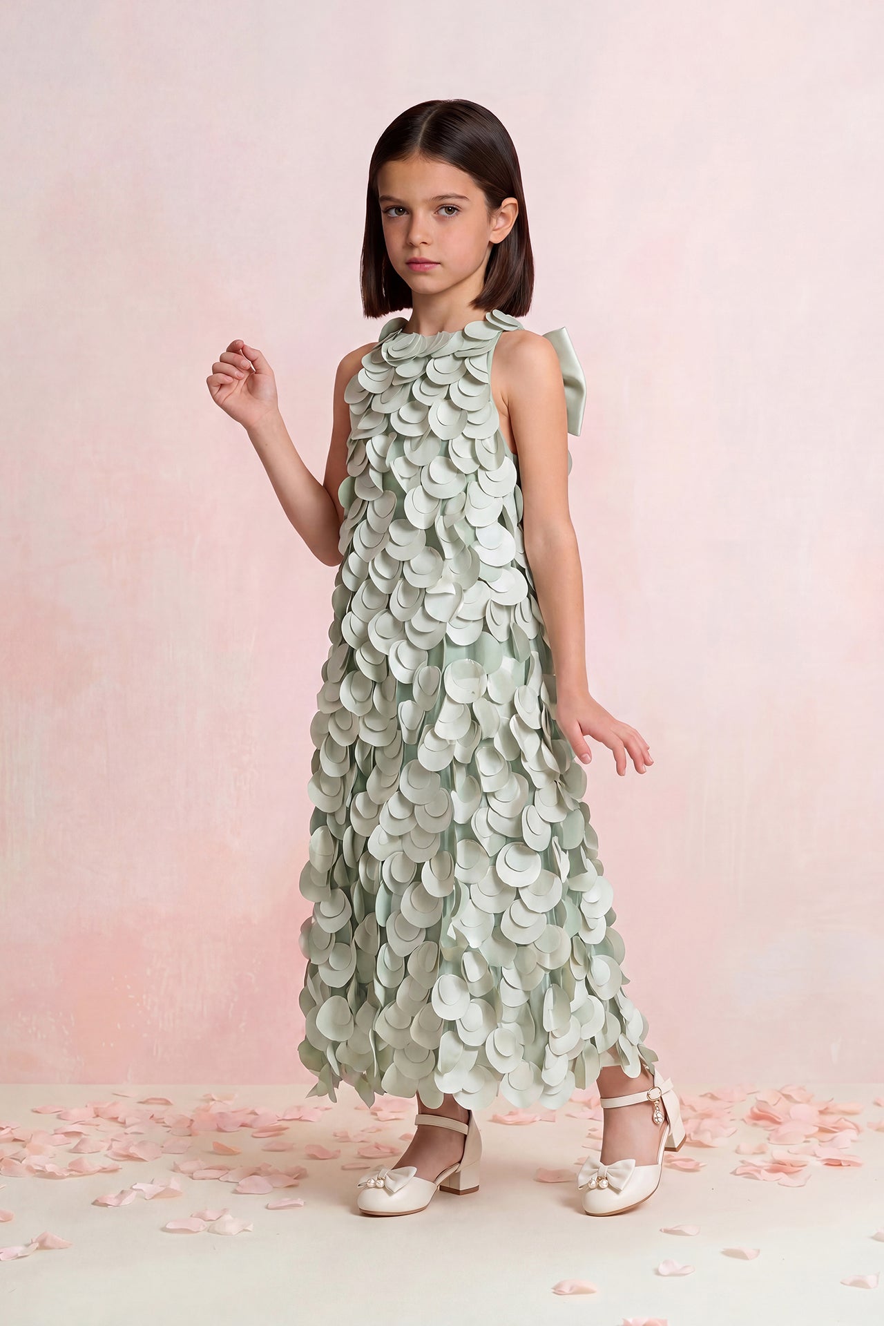 Petal Appliqué Cape Dress