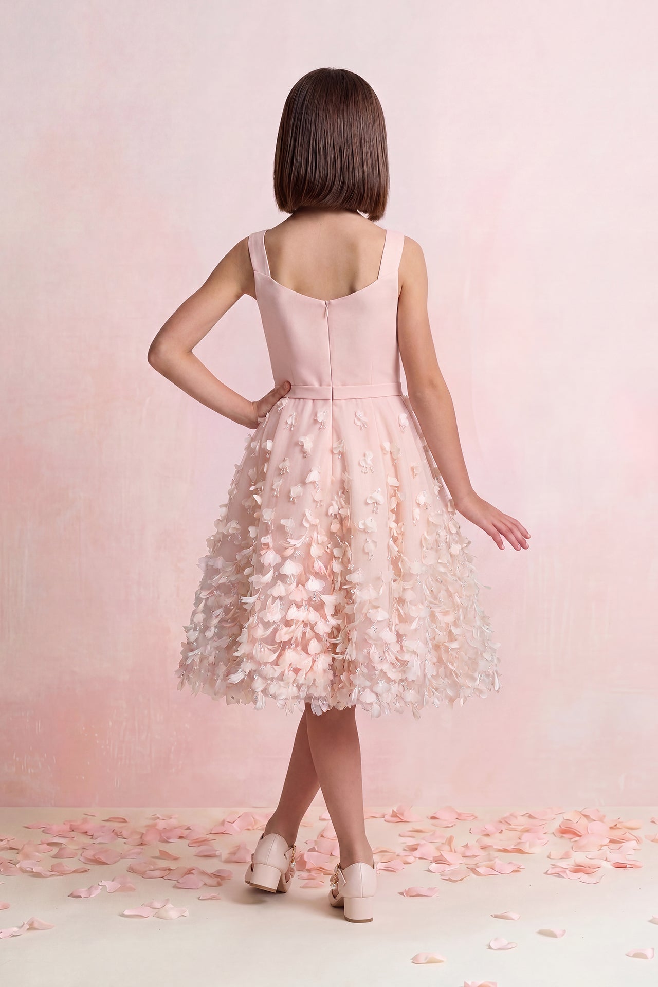 Petal Appliqué Tulle Dress