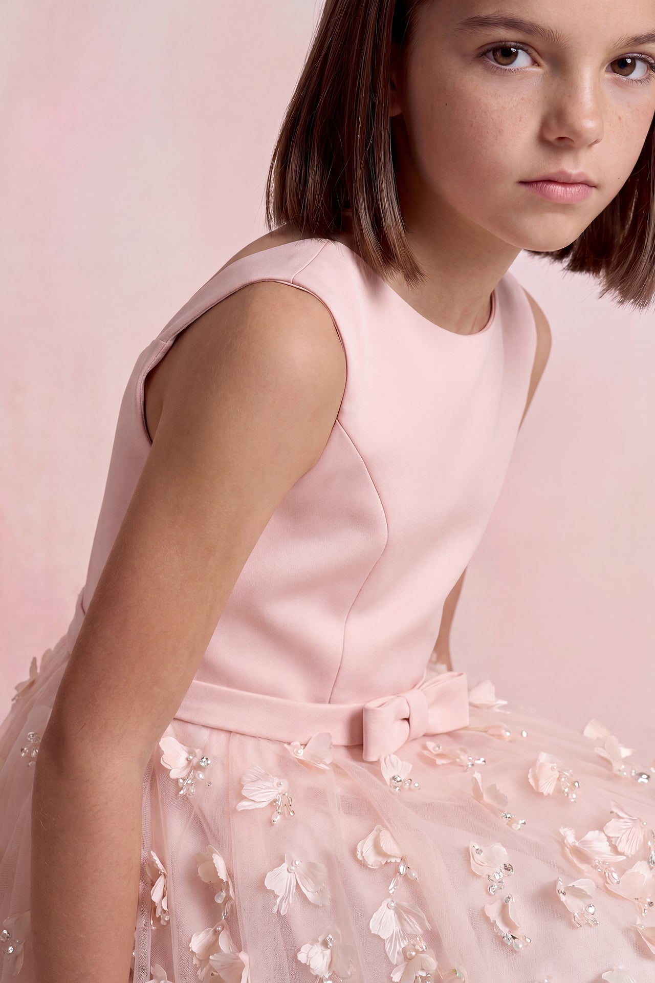 Petal Appliqué Tulle Dress