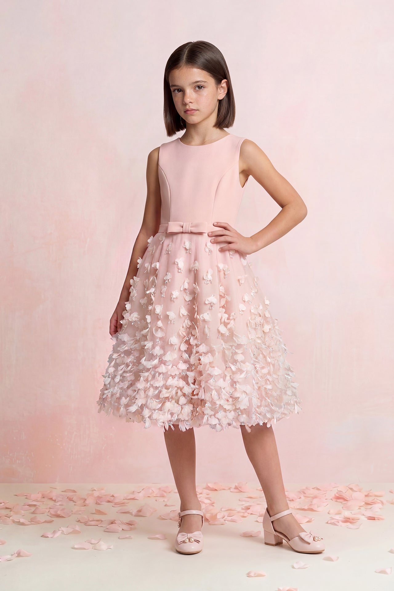 Petal Appliqué Tulle Dress