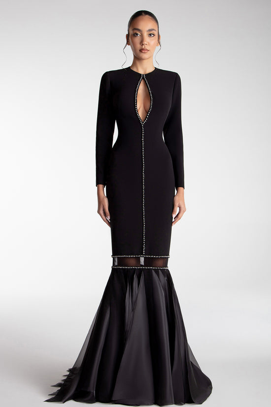تحميل وتشغيل الفيديو في عارض المعرض، Crystal Trimmed Gown With Organza Flare
