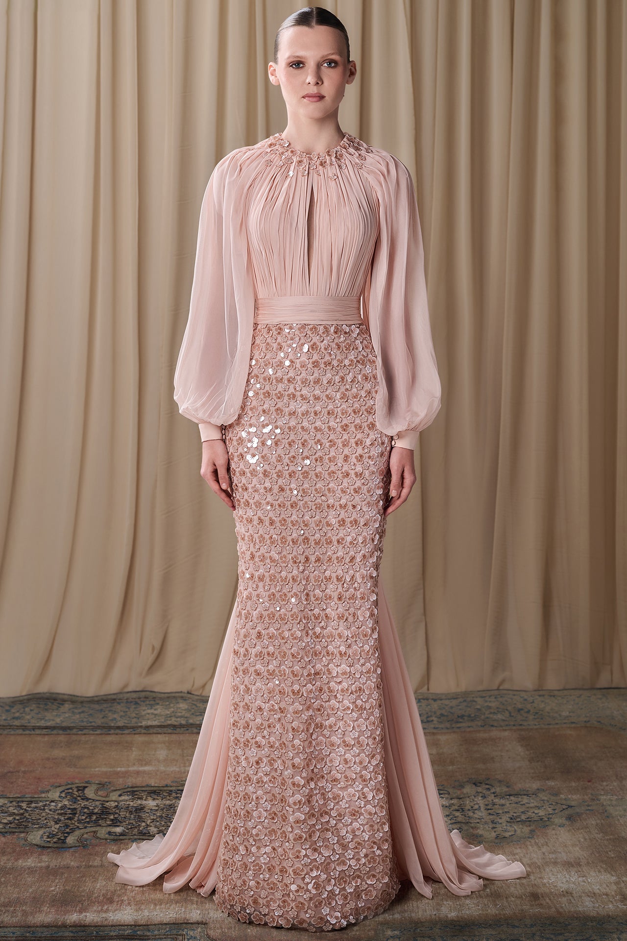 Load and play video in Gallery viewer, Pleated Chiffon Top with Sequined Skirt
