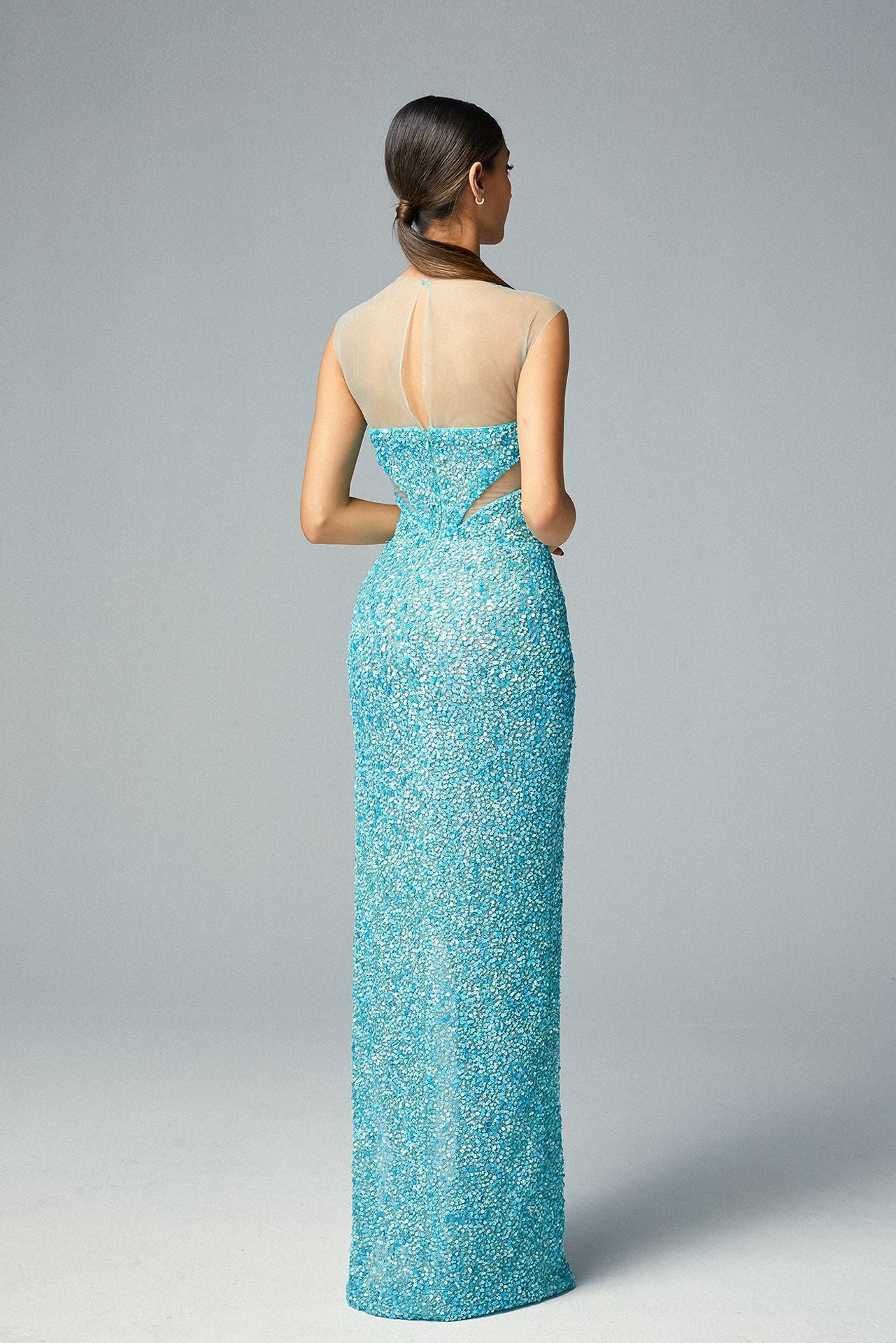 Aqua Dress With Long Sleeves Elegant Evening Maxi Dress : Joy | Etsy