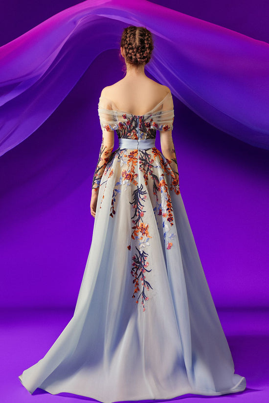 Off-The-Shoulder A-Line Dress with Floral Embroidery Gattinolli by Marwan Off-The-Shoulder A-Line Dress with Floral Embroidery Gattinolli by Marwan