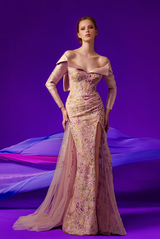 Off-the-Shoulder Mermaid Dress with Overskirt Gattinolli by Marwan Off-the-Shoulder Mermaid Dress with Overskirt Gattinolli by Marwan