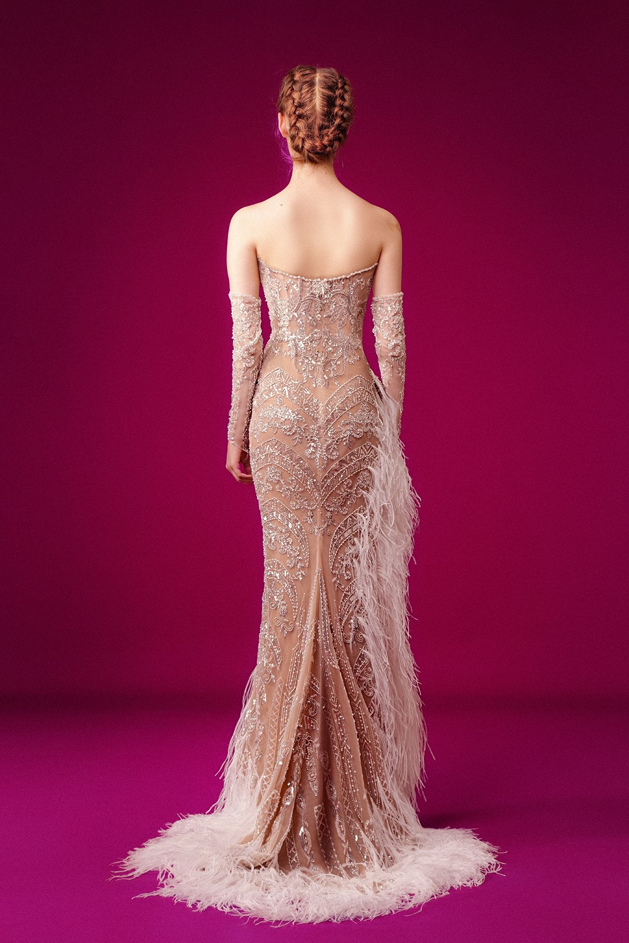 Off Sleeves Hand Embroidered Feathered Dress – Gattinolli by Marwan Off Sleeves Hand Embroidered Feathered Dress – Gattinolli by Marwan