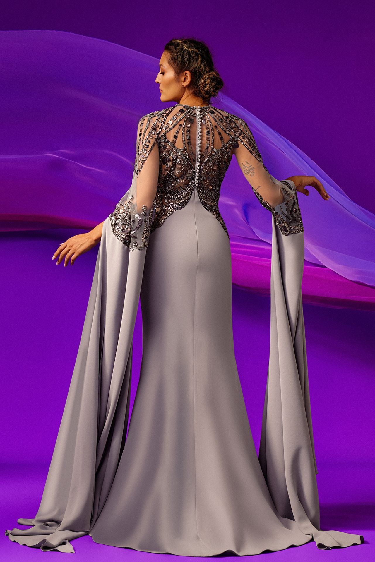 Long Sleeve Beaded Lace Mermaid Damita Wedding Dress