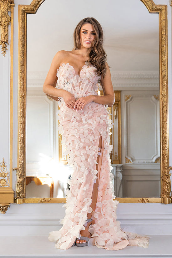 Strapless Mermaid Dress with Floral Motifs Gattinolli by Marwan Strapless Mermaid Dress with Floral Motifs Gattinolli by Marwan
