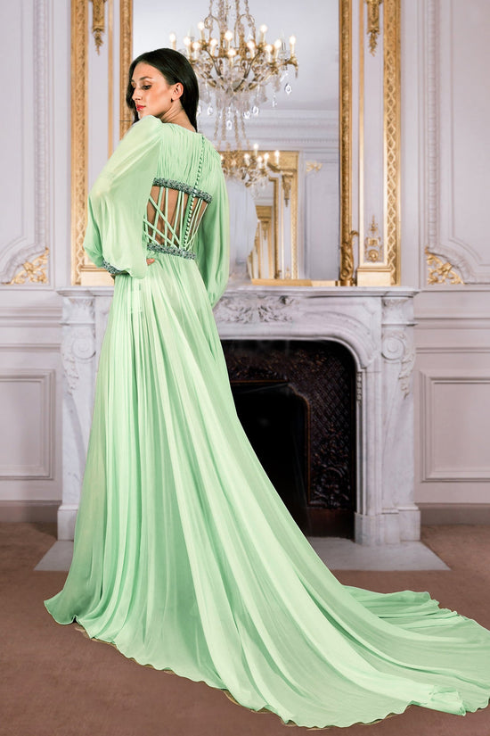 Crepe Georgette Long-Sleeved A-line Dress