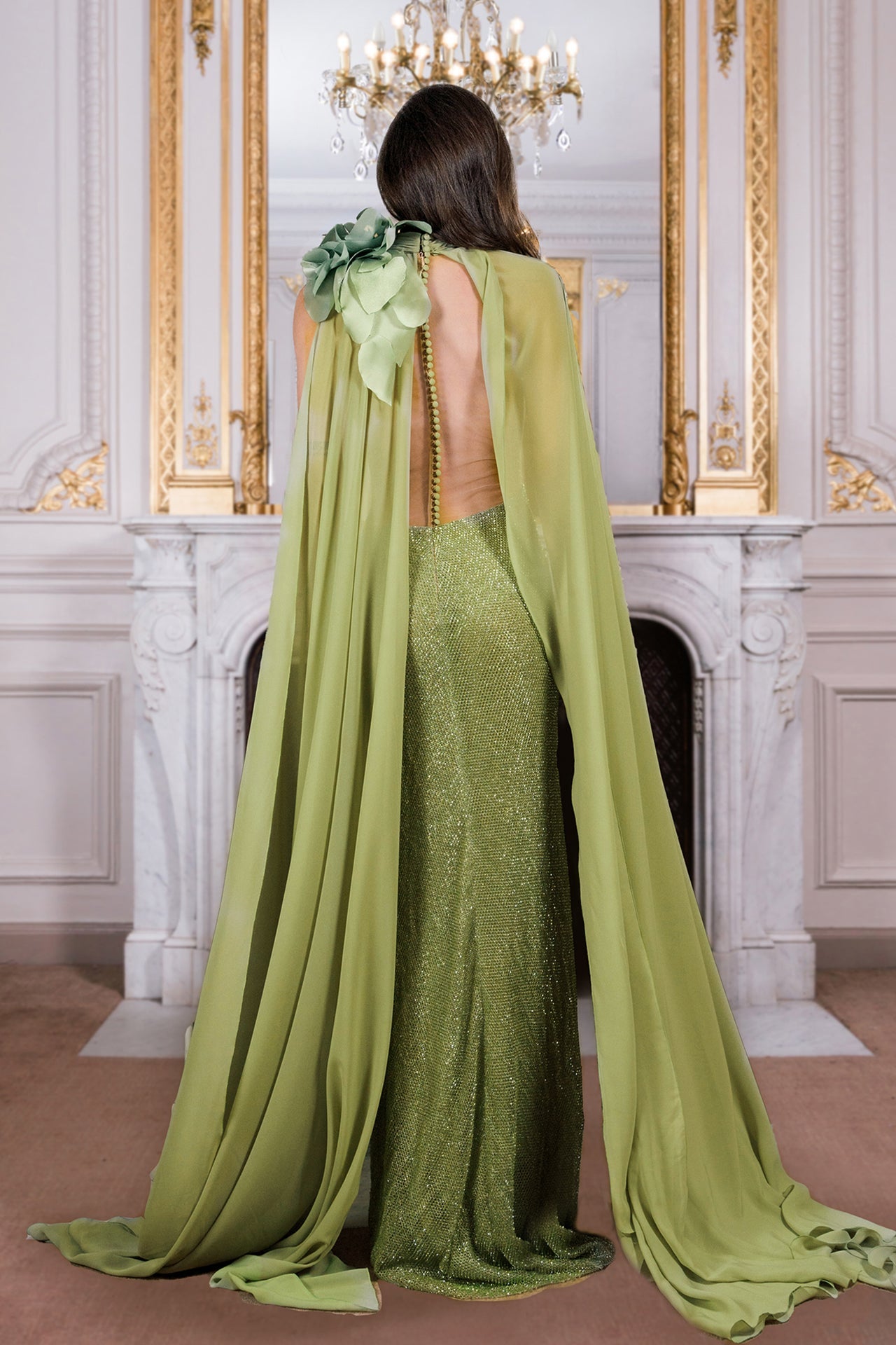 Embroidered Dress with Tulle Open Back Illusion Gattinolli by Marwan Embroidered Dress with Tulle Open Back Illusion Gattinolli by Marwan