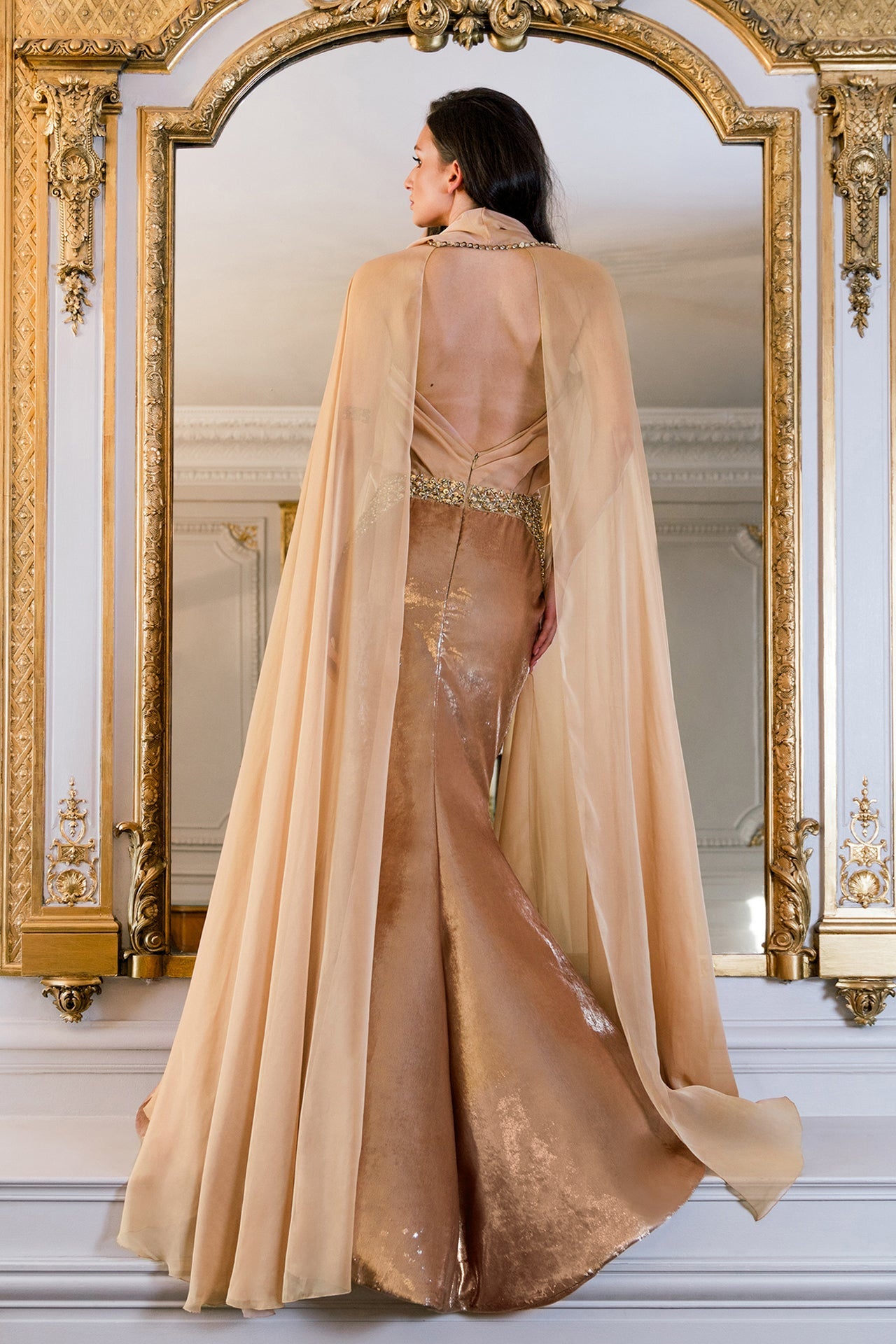 Halter Neck Hooded Dress with Cape Sleeves – Gattinolli by Marwan