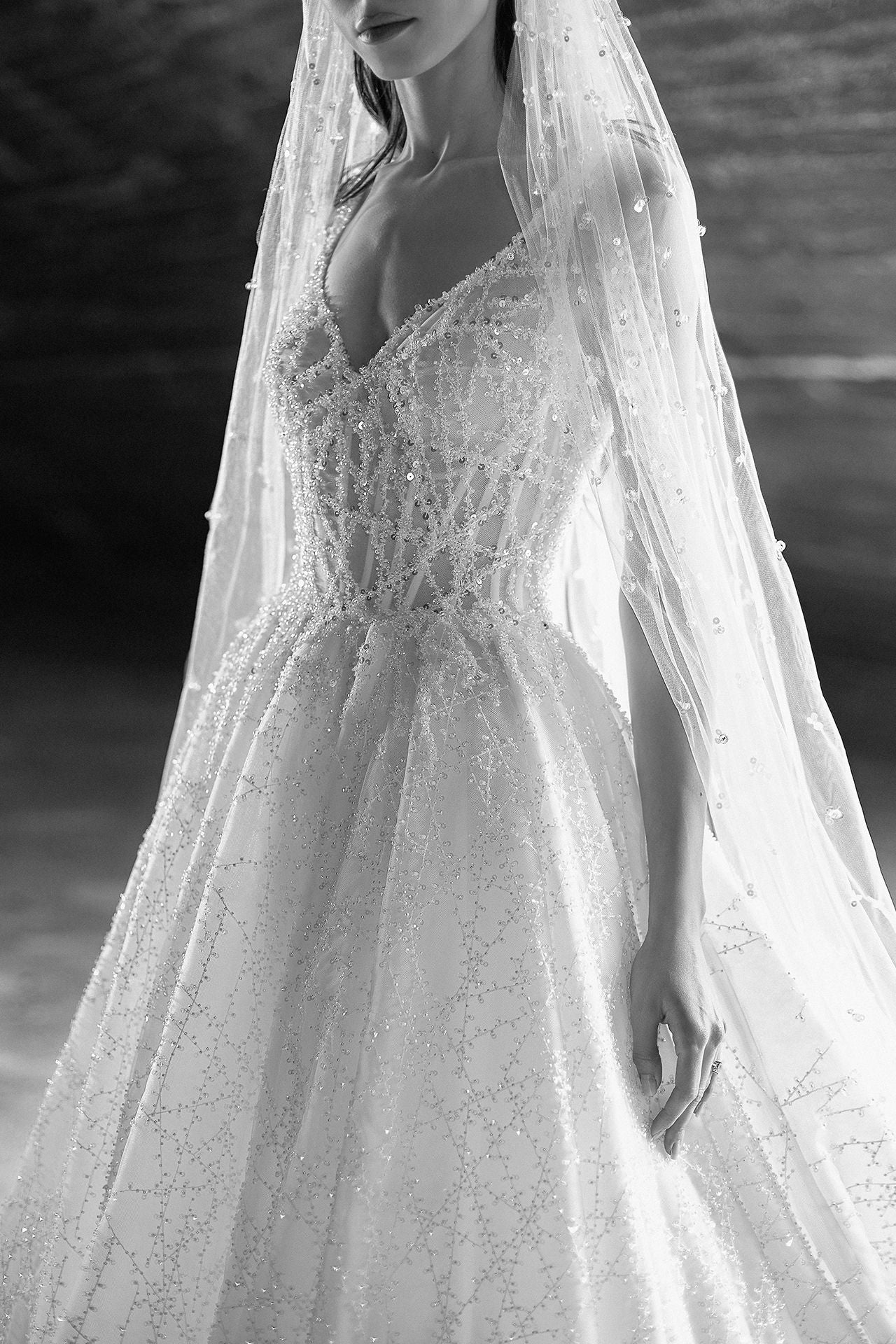 Sparkling Wedding Gown with Veil