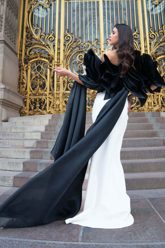 تحميل الصورة في المعرض، Gattinolli Marwan Nasrallah Designer Limited Edition Dress Black and White
