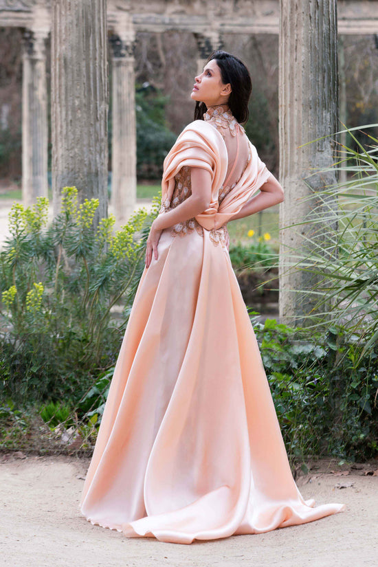 G11, Peach Floral Ball Gown, Size (XS-30 to L-38) – Style Icon  www.dressrent.in