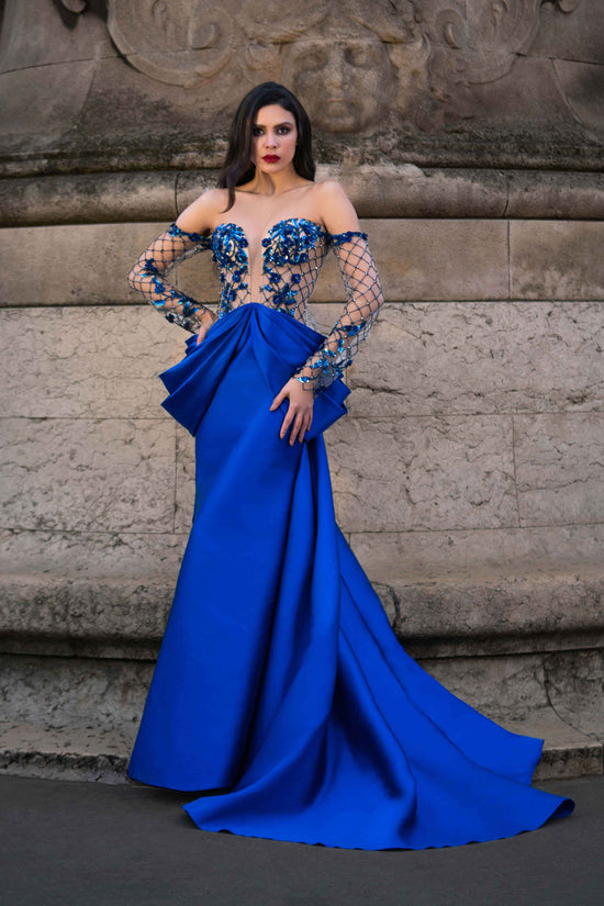 Load image into Gallery viewer, Gattinolli Marwan Nasrallah Designer Limited Edition Dress Blue
