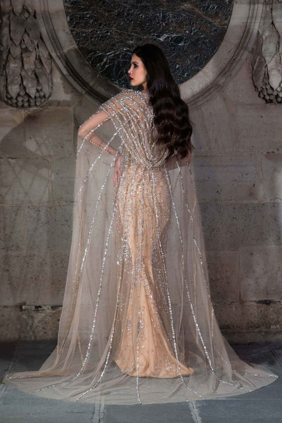 Gattinolli Marwan Nasrallah Designer Limited Edition Dress Beige Silver